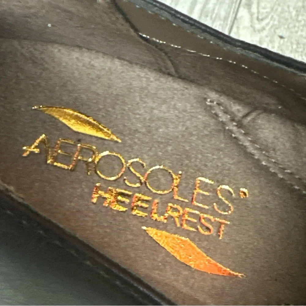 Aerosoles Faux Suede Leather Congress Pumps Womens 9 Brown Bootie Heelrest 3” - Picture 9 of 10